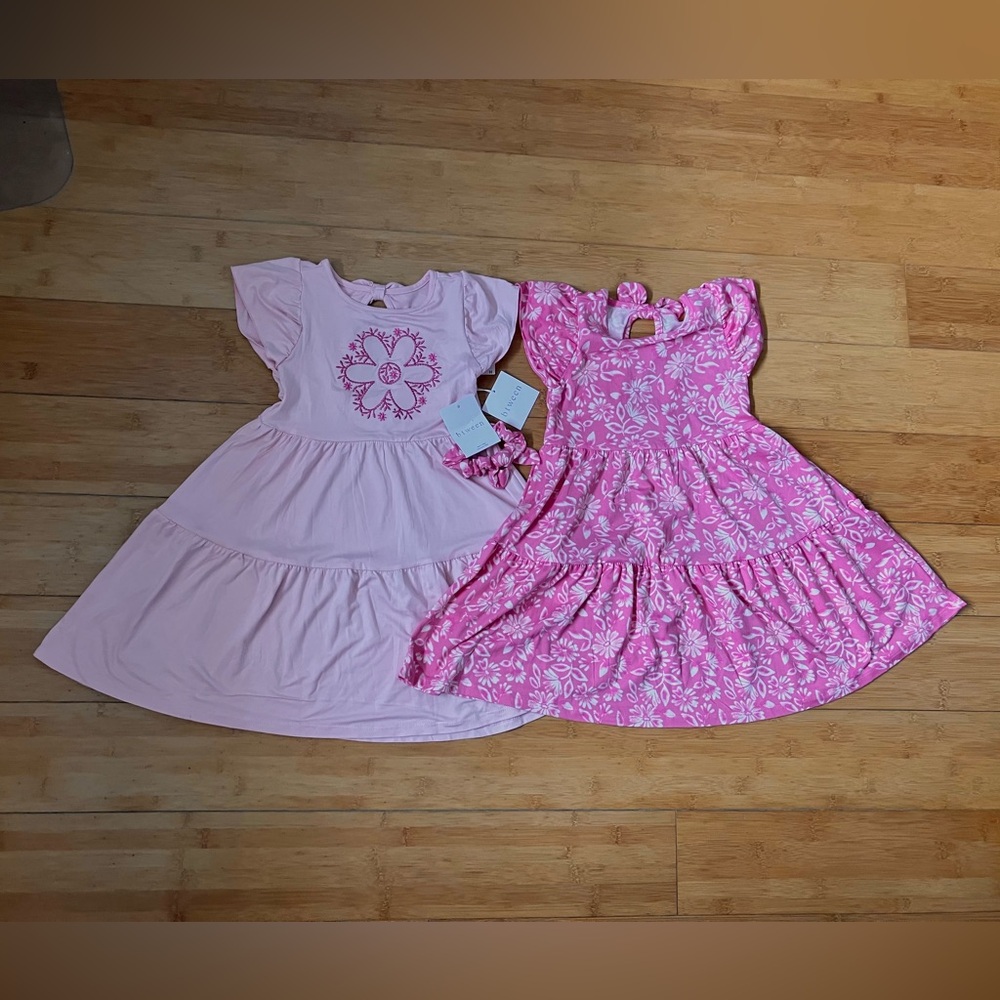 NWT Girls Size 6X Pink Tired & Floral 2 pack Dresses